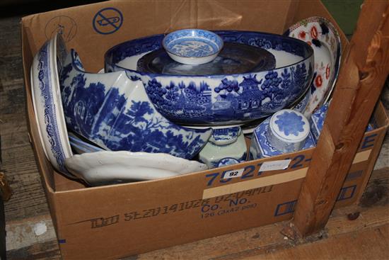 Qty of blue & white china